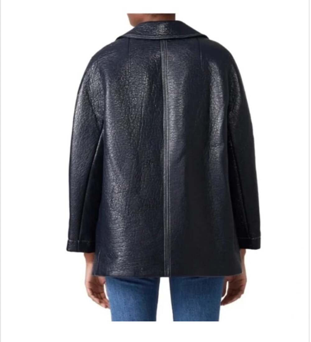 ba&sh Volupia Navy Crinkle Coat Sz S Sz 1 - Picture 3 of 7